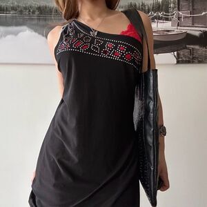 Y2k vintage cut out glam one shoulder party top